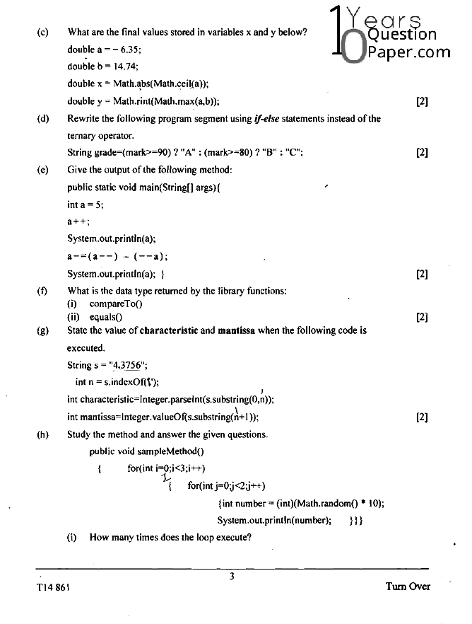 ICSE Class 10 Computer Applications 2014 Question Paper