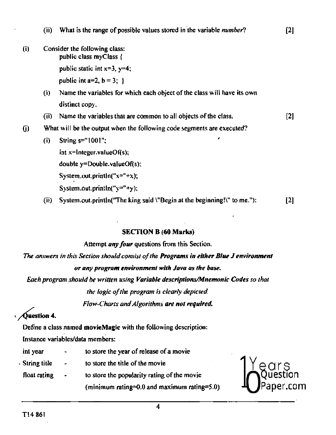 ICSE Class 10 Computer Applications 2014 Question Paper