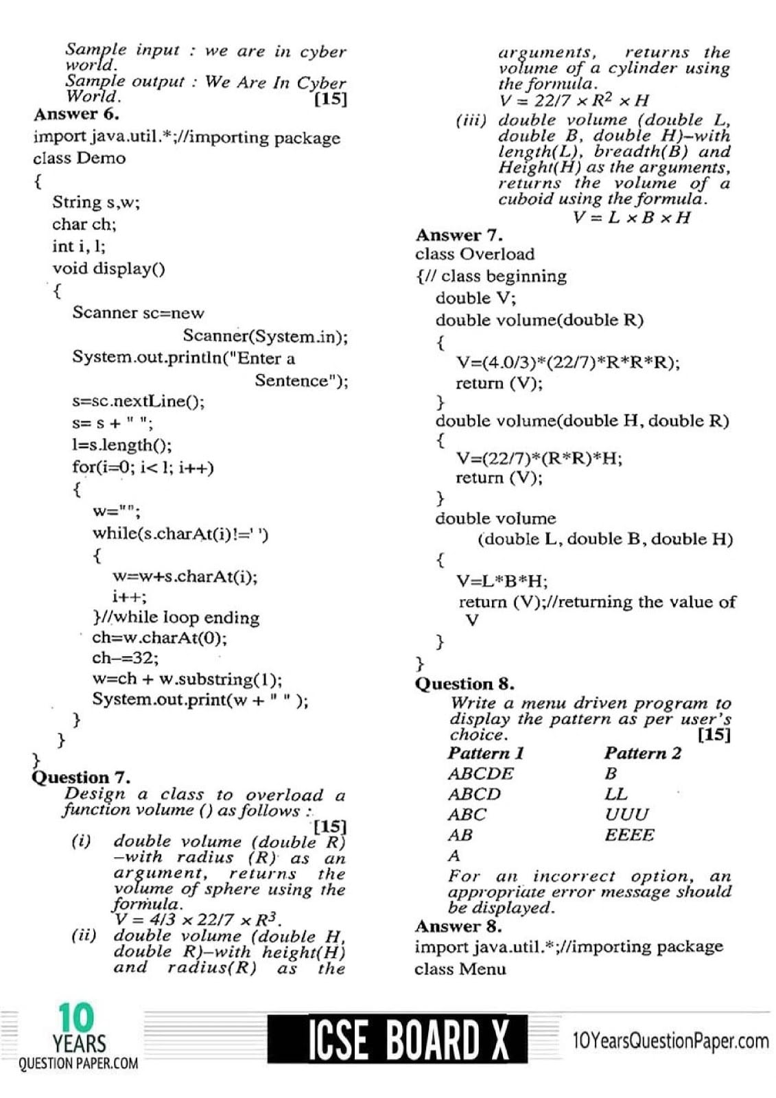 ICSE Class 10 Computer Applications 2018 Solved Paper