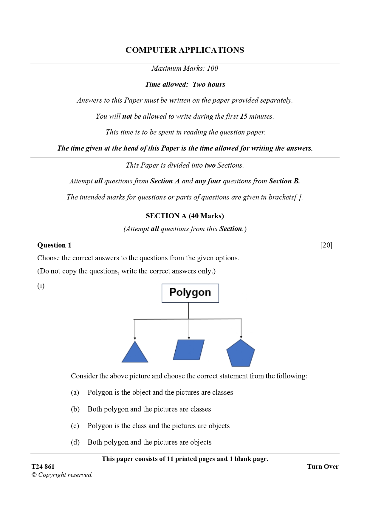ICSE Class 10 Computer Applications Question Paper 2024 Solved PDF Download — page 1