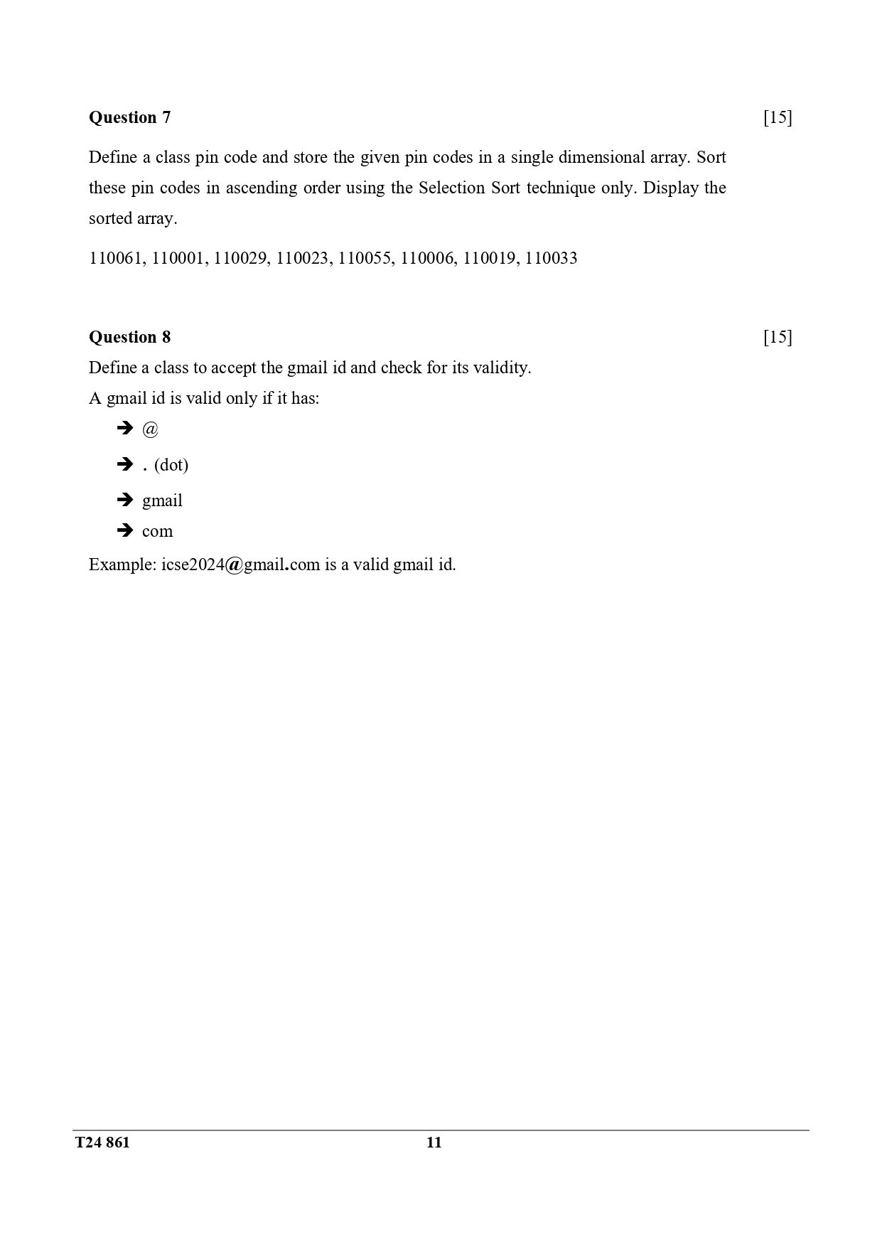 ICSE Class 10 Computer Applications Question Paper 2024 Solved PDF Download — page 11