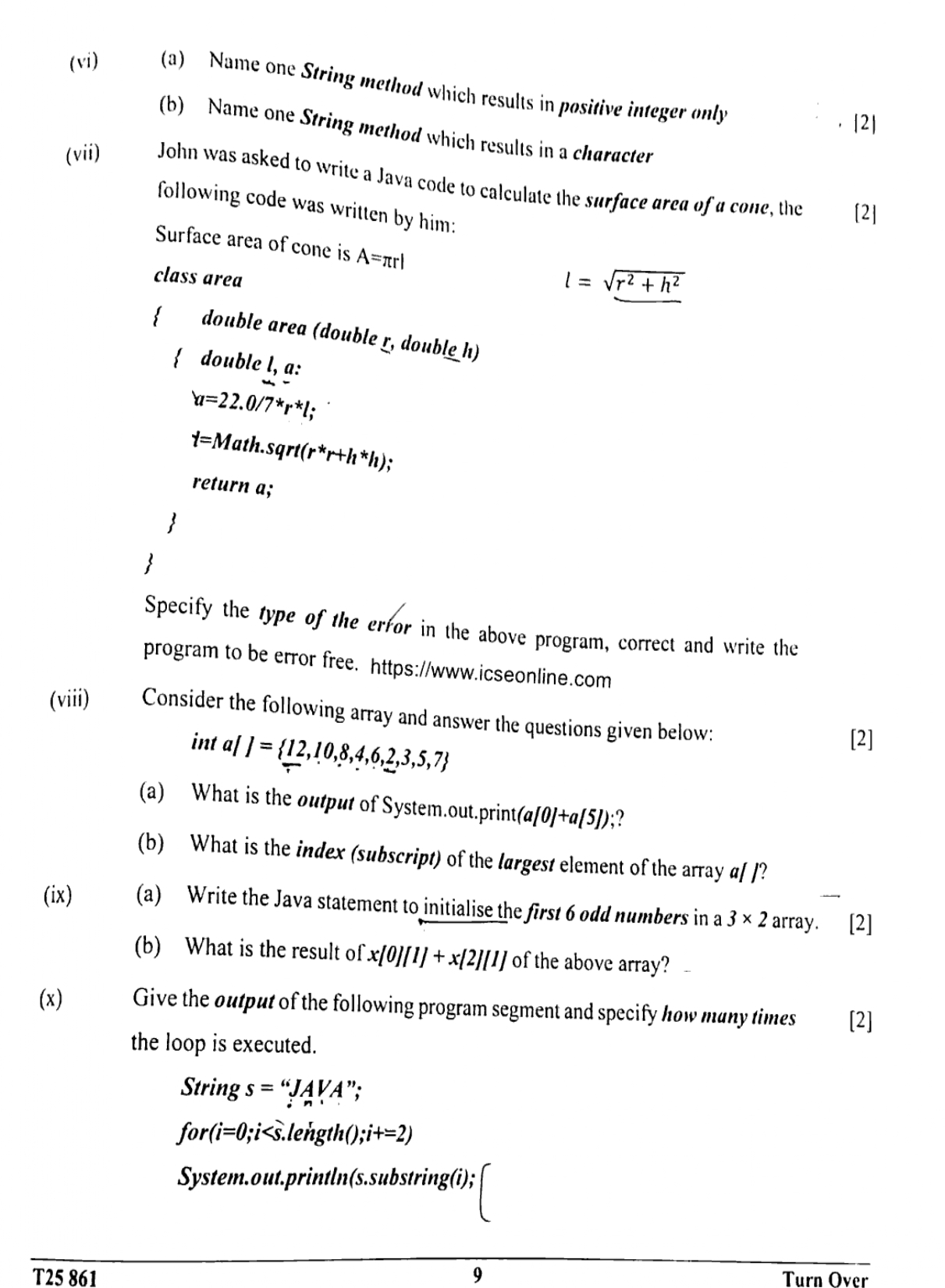 ICSE Class 10 Computer Applications Question Paper 2025 Solved PDF Download — page 9
