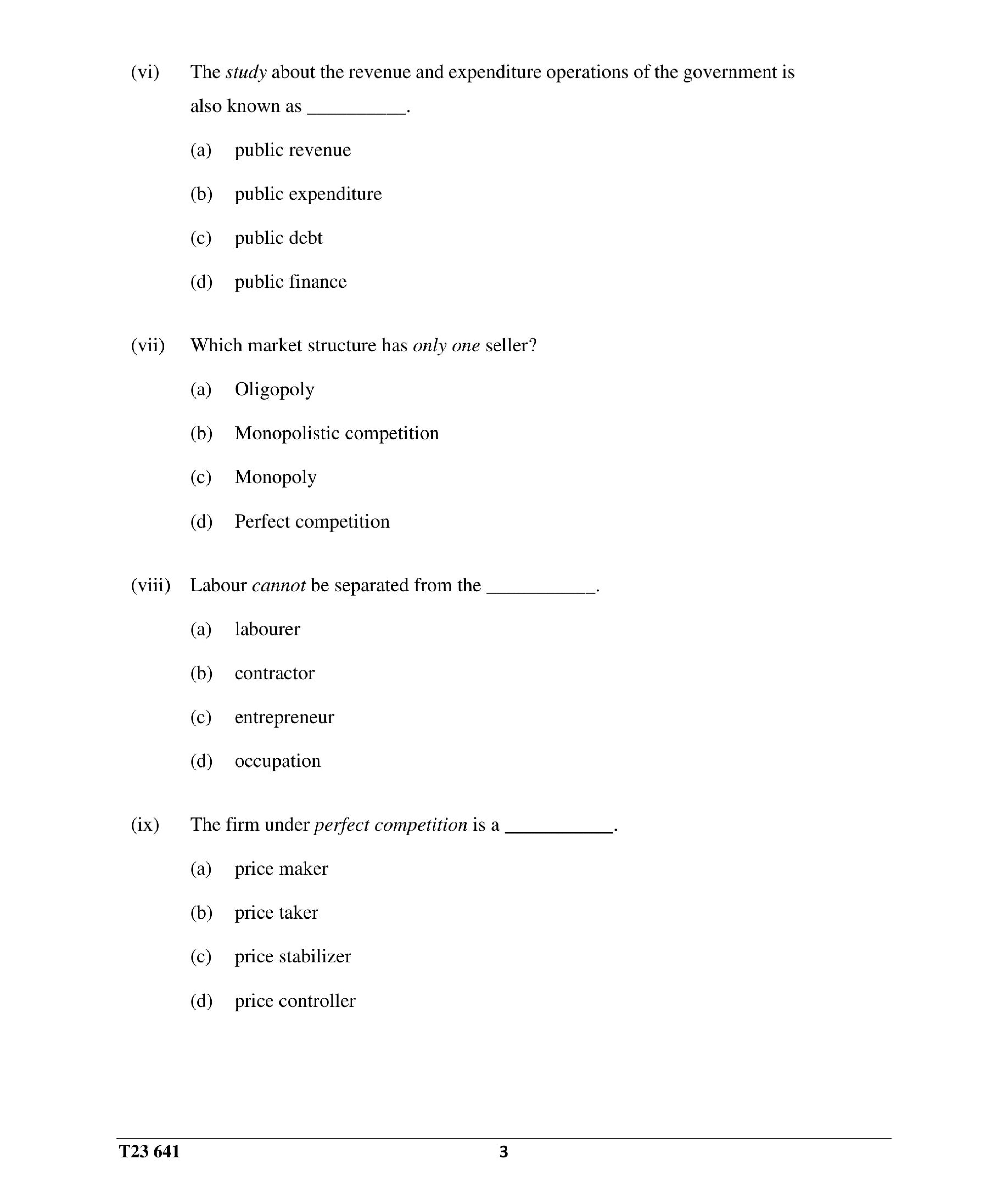 ICSE Class 10 Economics Question Paper 2023 Solved PDF Download — page 3