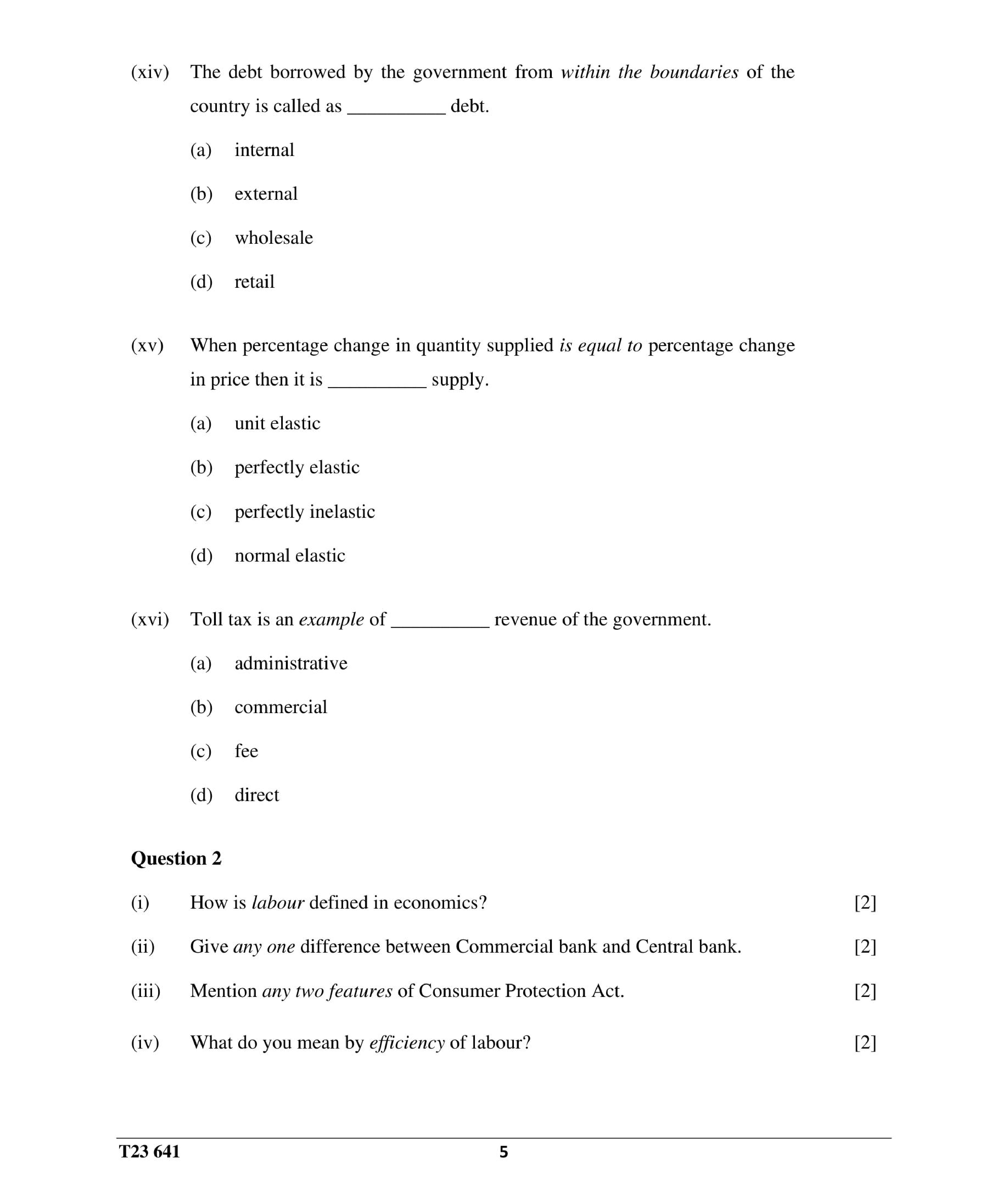 ICSE Class 10 Economics Question Paper 2023 Solved PDF Download — page 5