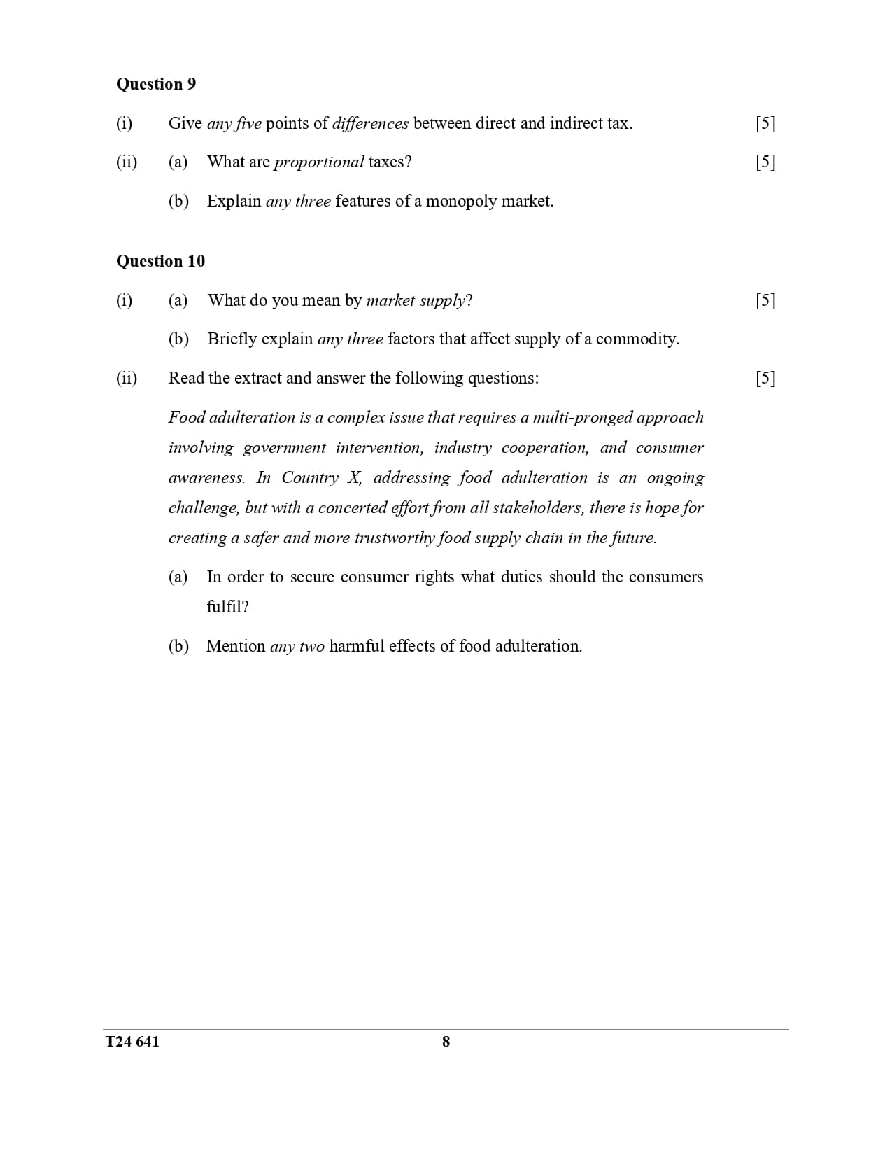 ICSE Class 10 Economics Question Paper 2024 Solved PDF Download — page 8