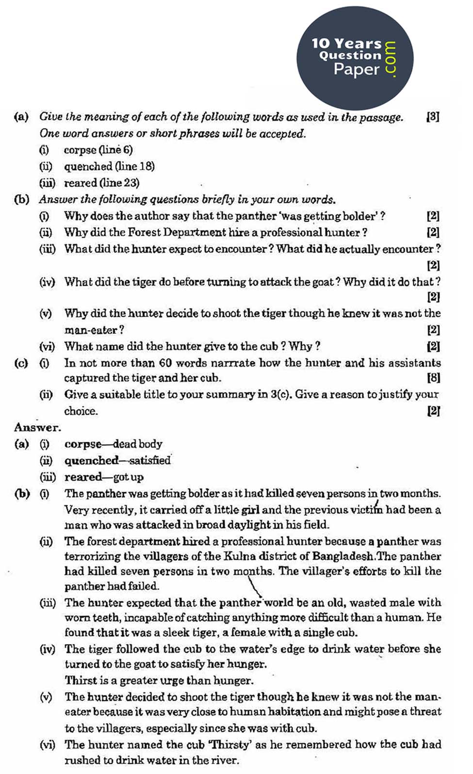 Class 10 Icse Question Paper 2020