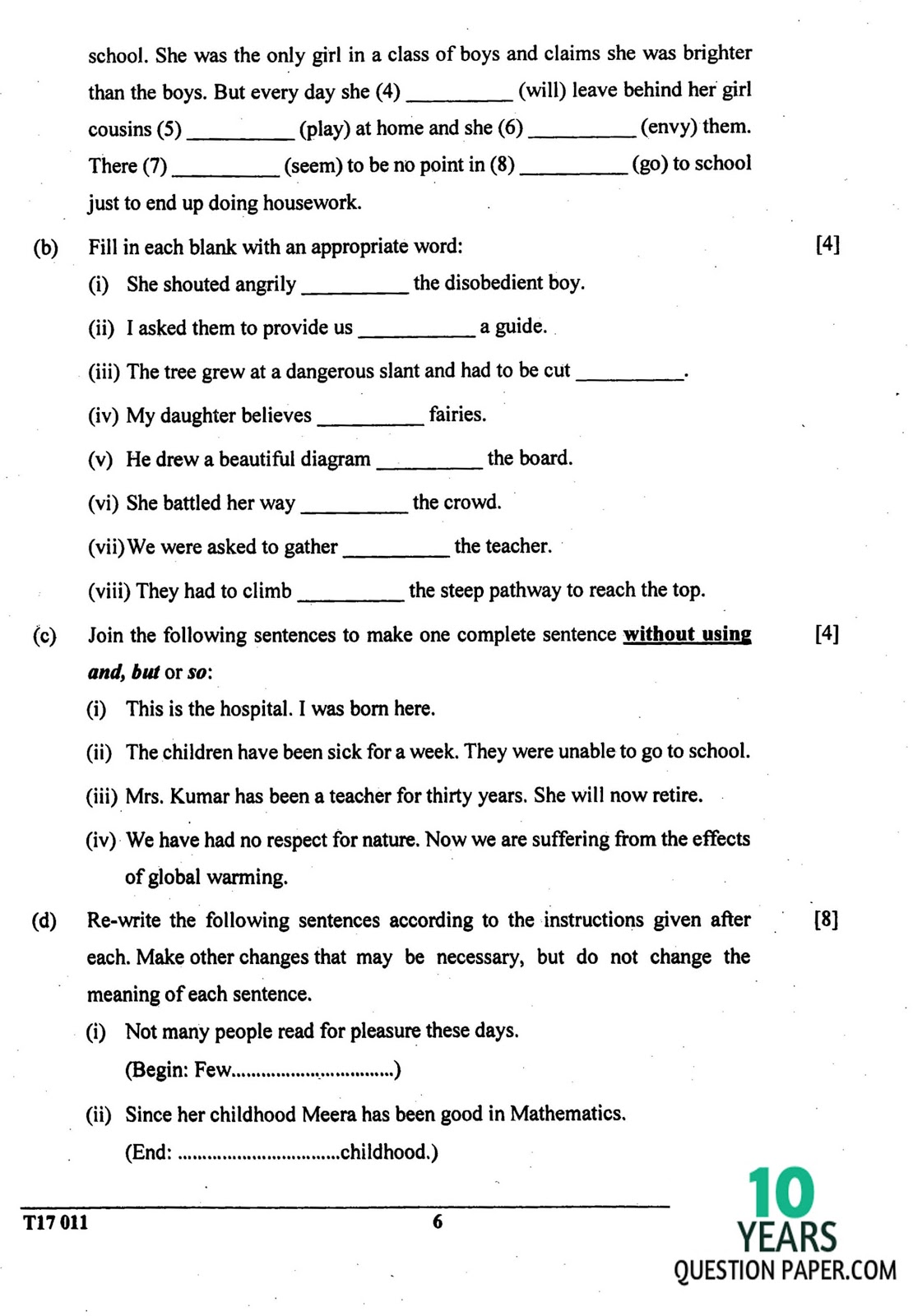 ICSE 2017 English Language Question Paper for Class 10