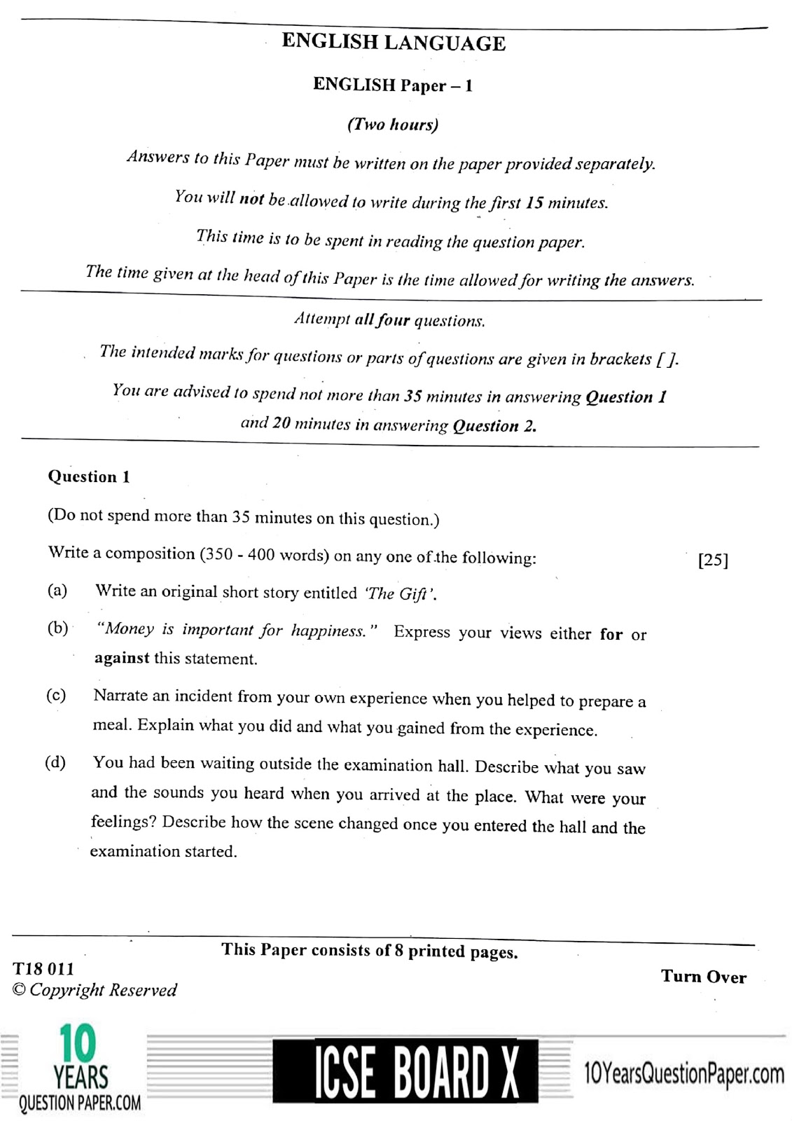 ICSE Class 10 English Language Specimen Paper 2024 (PDF), 55 OFF