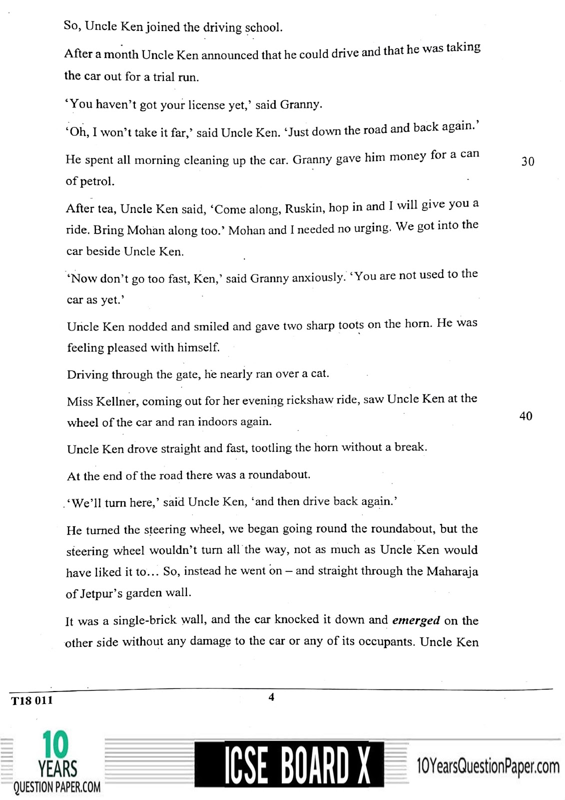 ICSE Class 10 English Language 2018 Question Paper