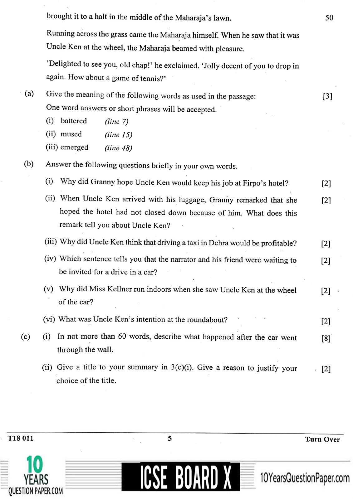ICSE Class 10 English Language 2018 Question Paper