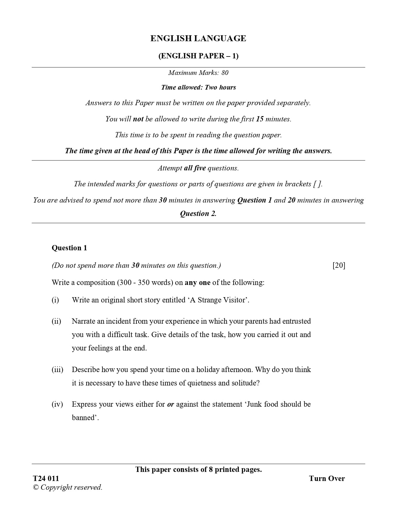 ICSE Class 10 English Language Question Paper 2024 Solved PDF Download — page 1