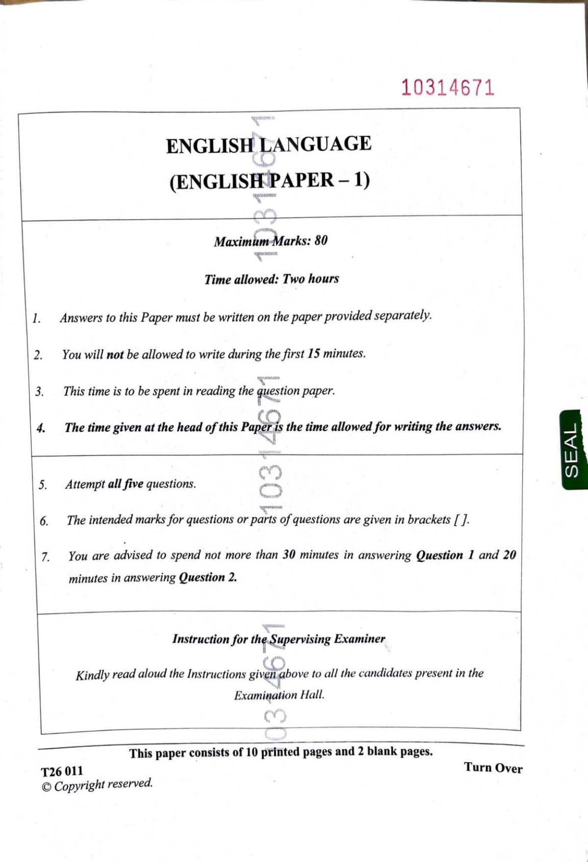 ICSE Class 10 English Language Question Paper 2026 Solved PDF Download — page 1