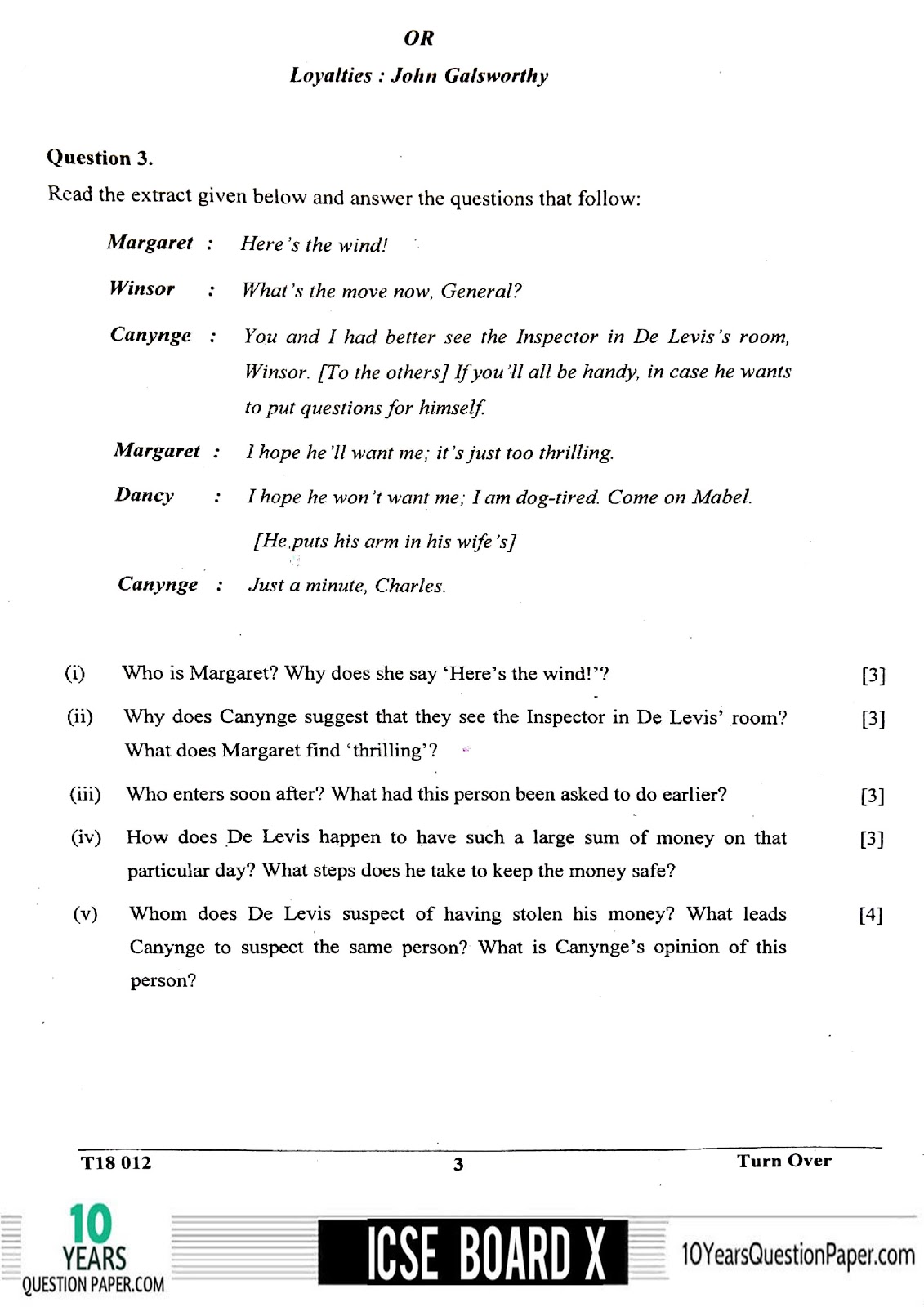 ICSE Class X 2018 English Literature Question Paper ICSE Class 10 English Literature 2018 Question Paper