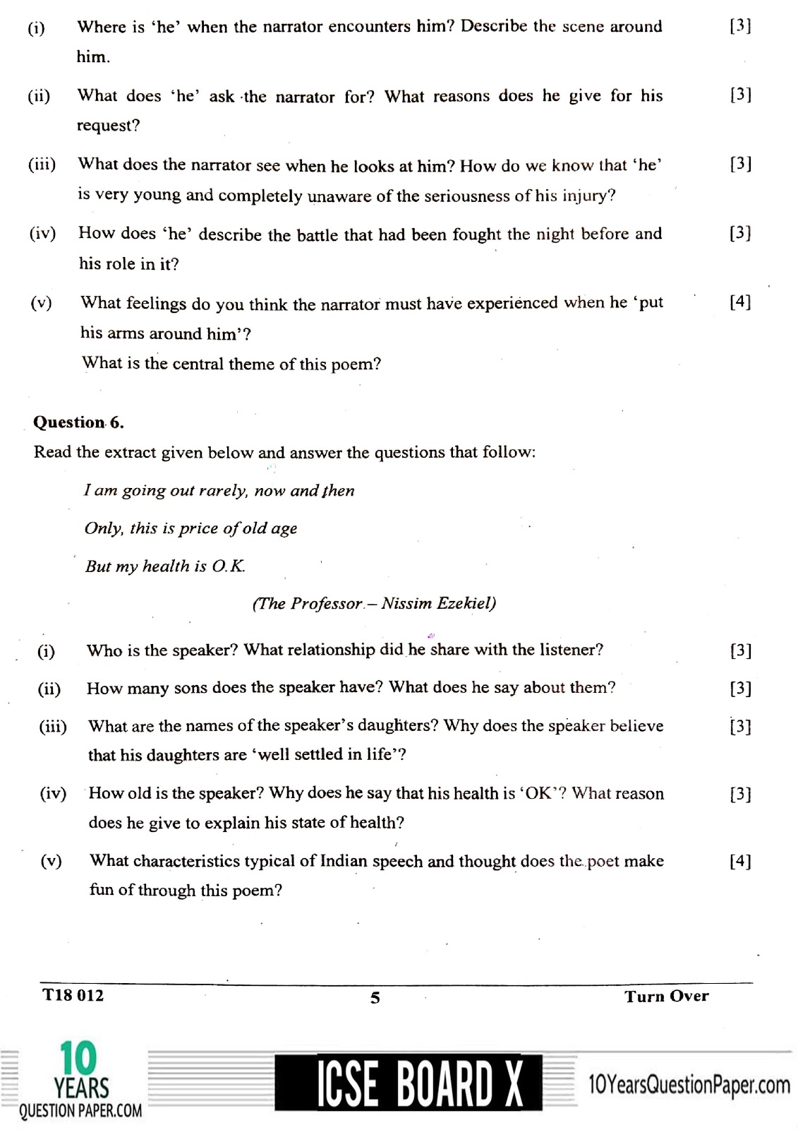 ICSE Class X 2018 English Literature Question Paper ICSE Class 10 English Literature 2018 Question Paper
