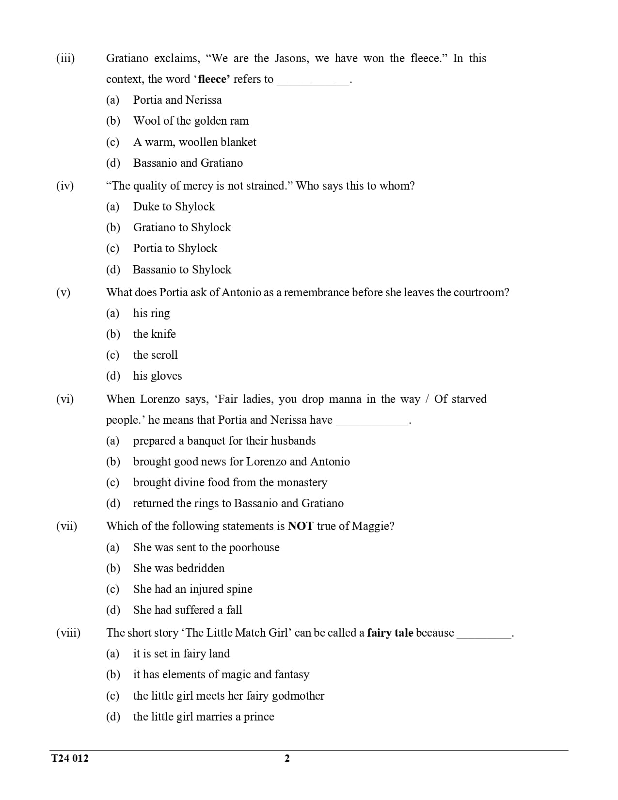 ICSE Class 10 English Literature Question Paper 2024 Solved PDF Download — page 2