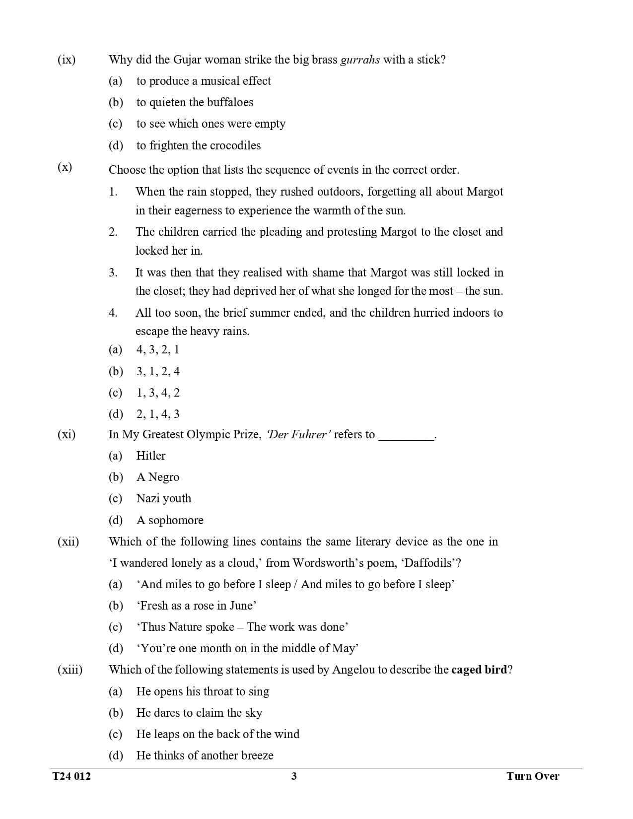 ICSE Class 10 English Literature Question Paper 2024 Solved PDF Download — page 3