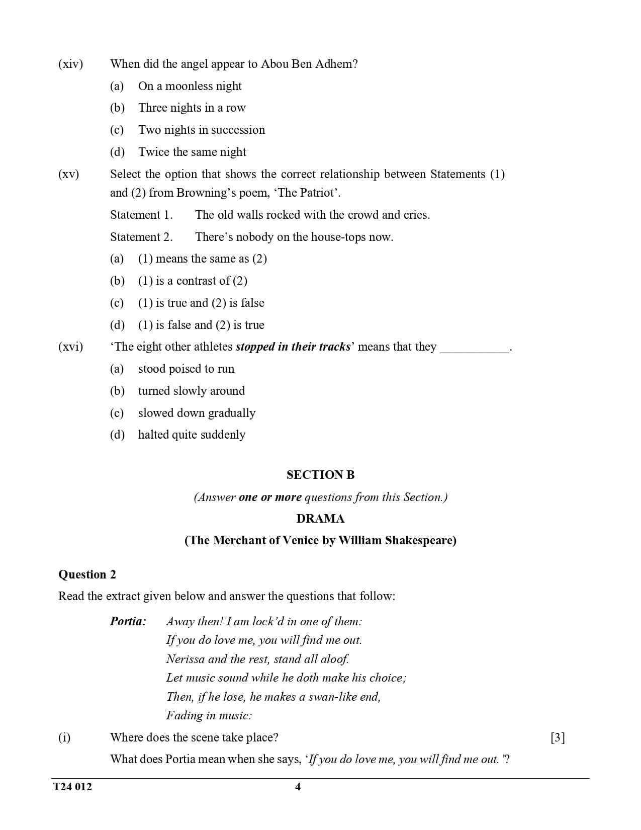 ICSE Class 10 English Literature Question Paper 2024 Solved PDF Download — page 4