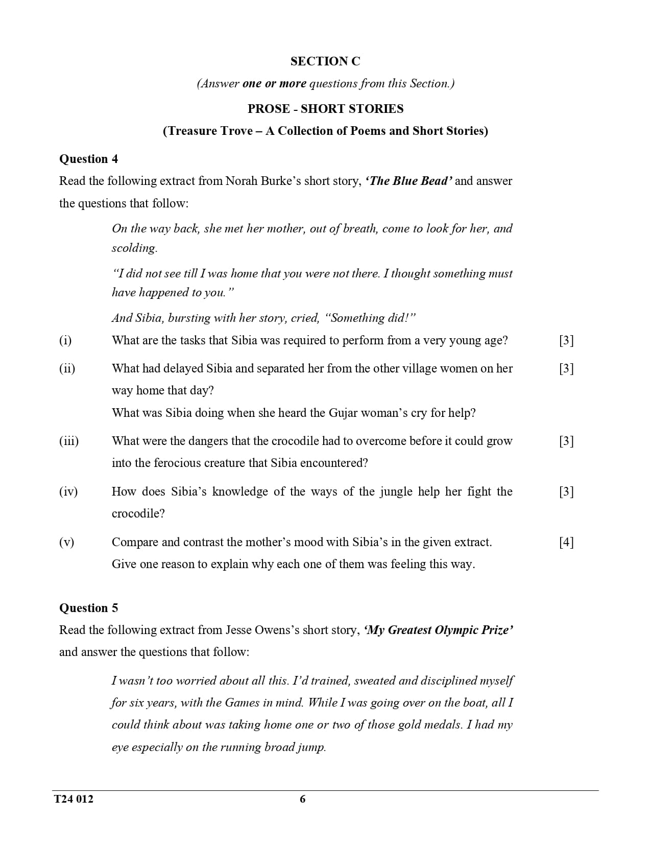 ICSE Class 10 English Literature Question Paper 2024 Solved PDF Download — page 6