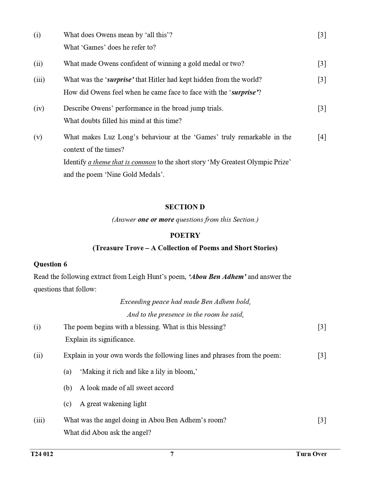 ICSE Class 10 English Literature Question Paper 2024 Solved PDF Download — page 7