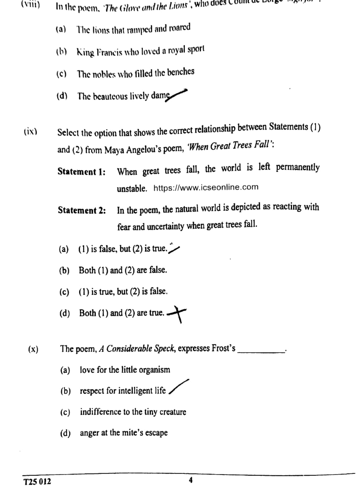 ICSE Class 10 English Literature Question Paper 2025 Solved PDF Download — page 4