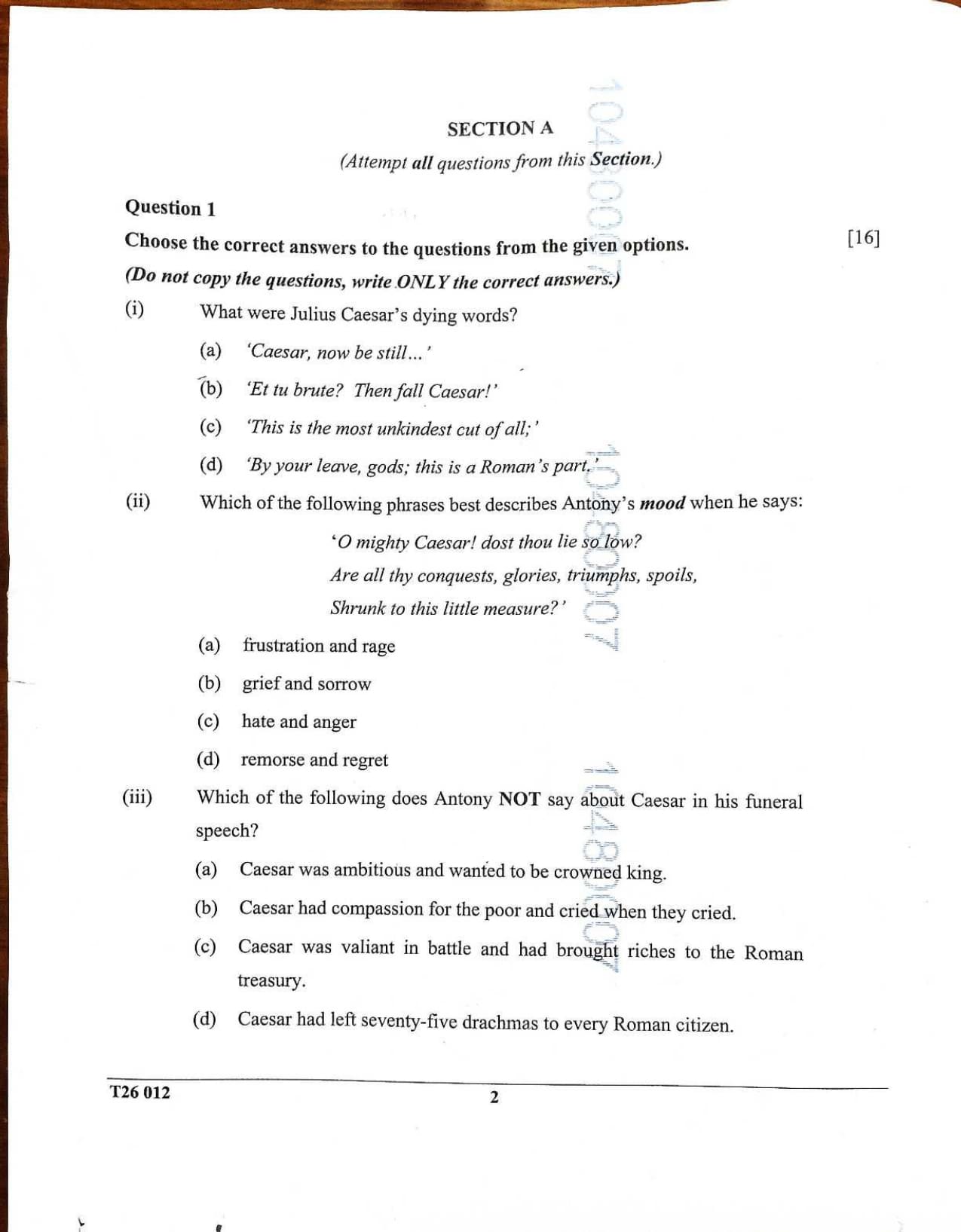 ICSE Class 10 English Literature Question Paper 2026 Solved PDF Download — page 2