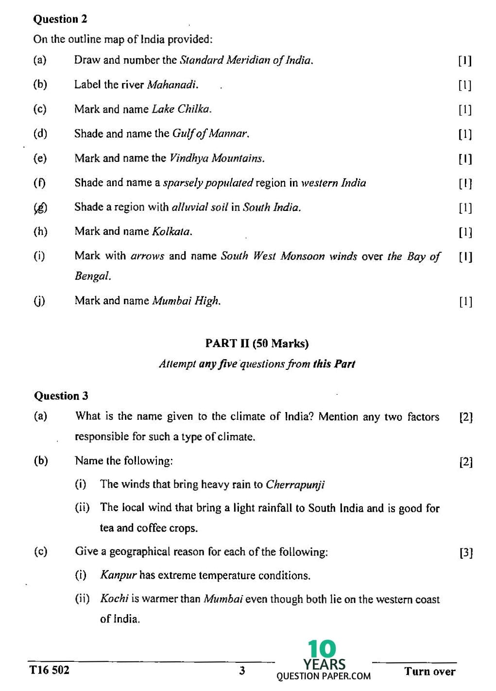 ICSE Class X 2016 Geography Question Paper ICSE Class 10 Geography 2016 Question Paper