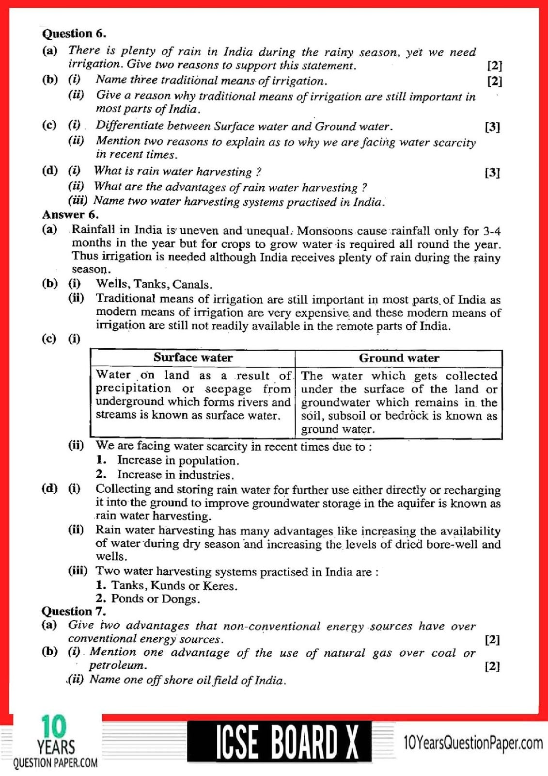 ICSE Class 10 Geography 2018 Solved Paper