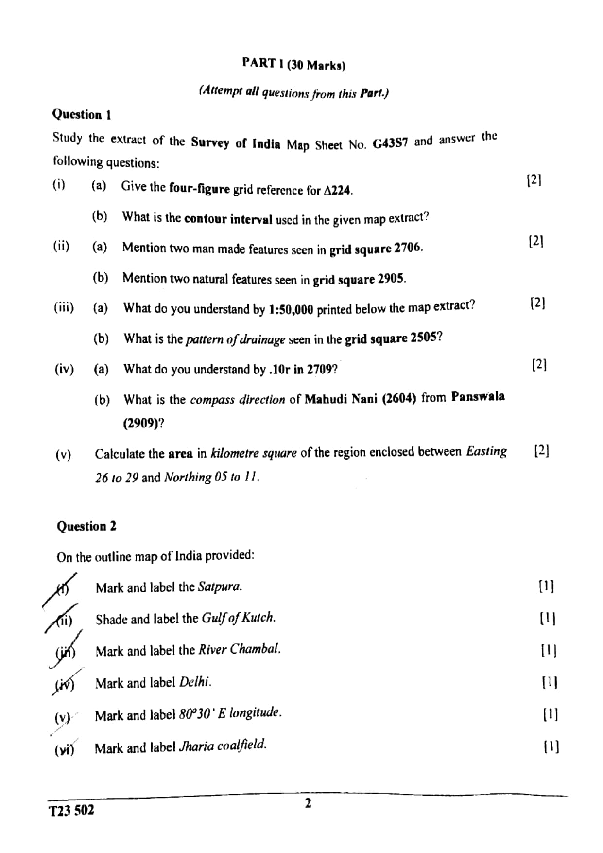 ICSE Class 10 Geography Question Paper 2023 Solved PDF Download — page 2