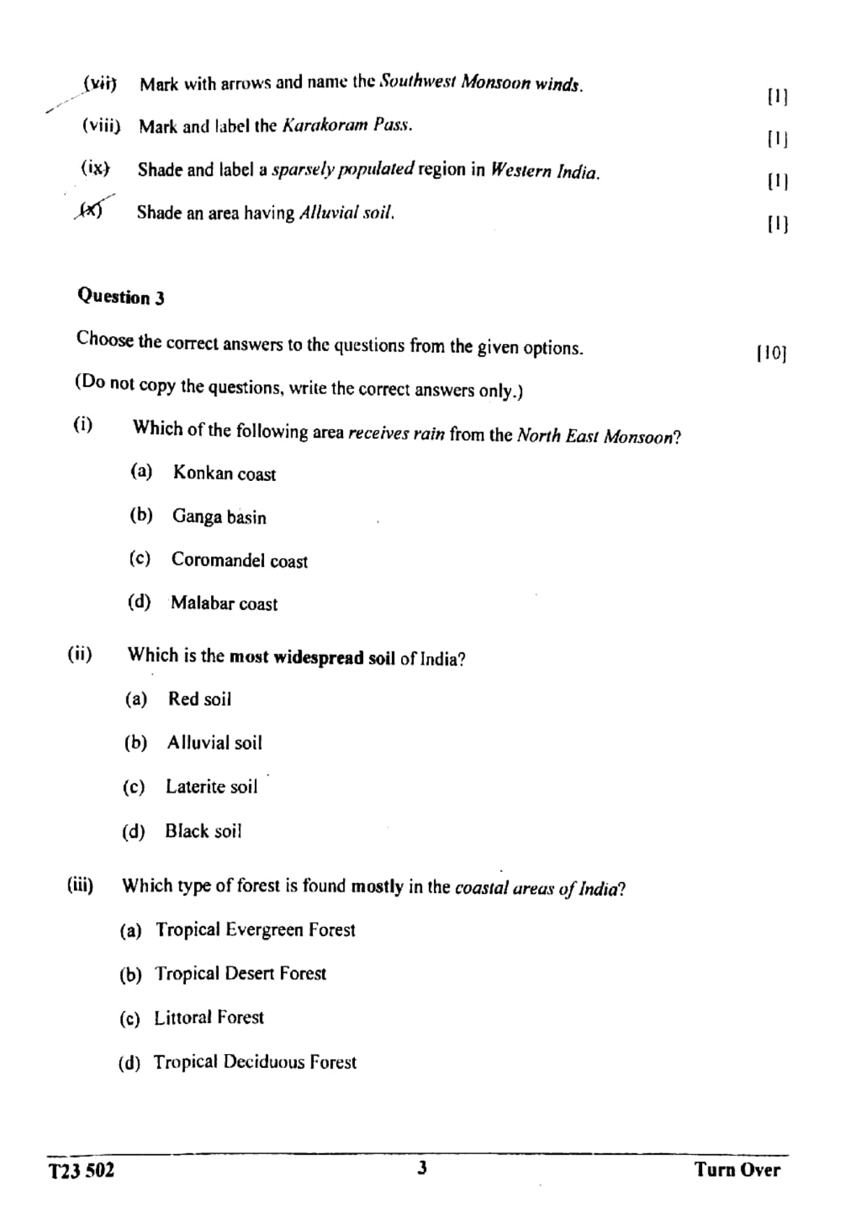 ICSE Class 10 Geography Question Paper 2023 Solved PDF Download — page 3