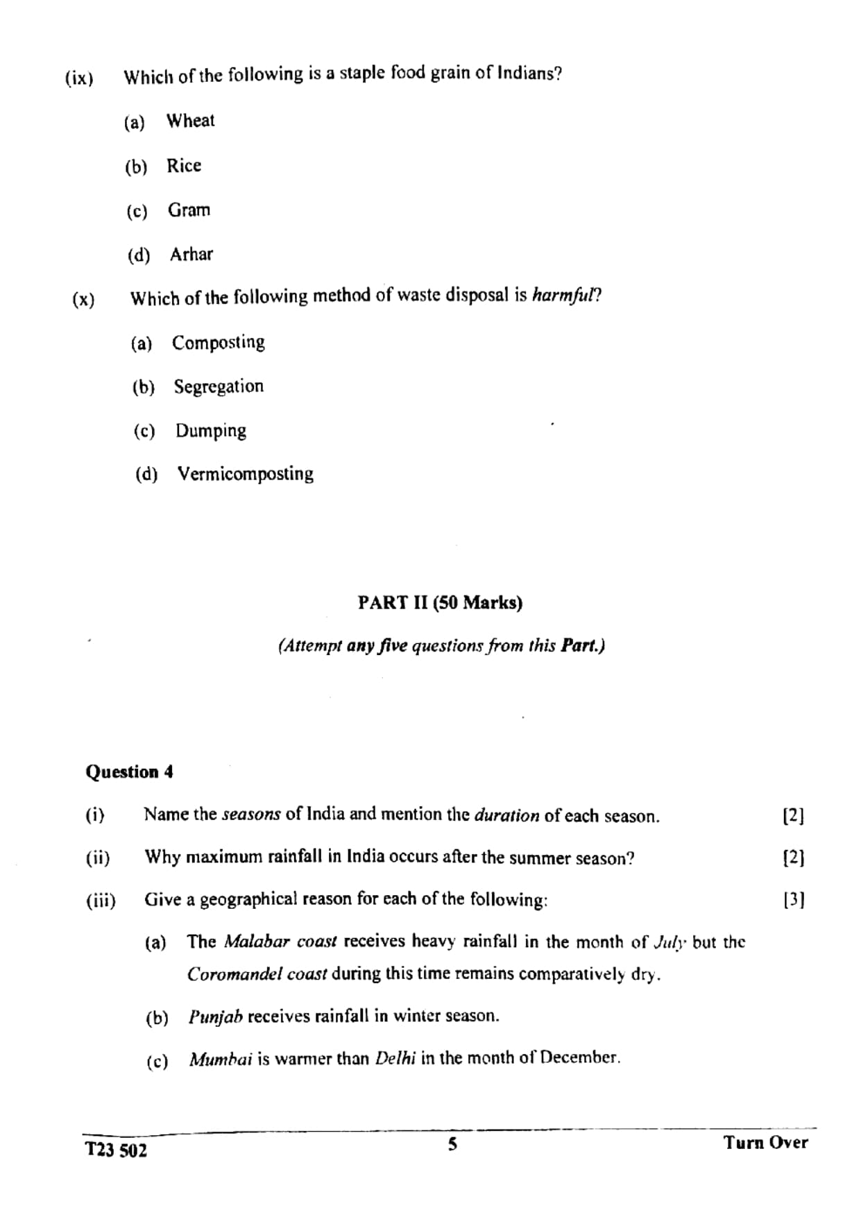 ICSE Class 10 Geography Question Paper 2023 Solved PDF Download — page 5