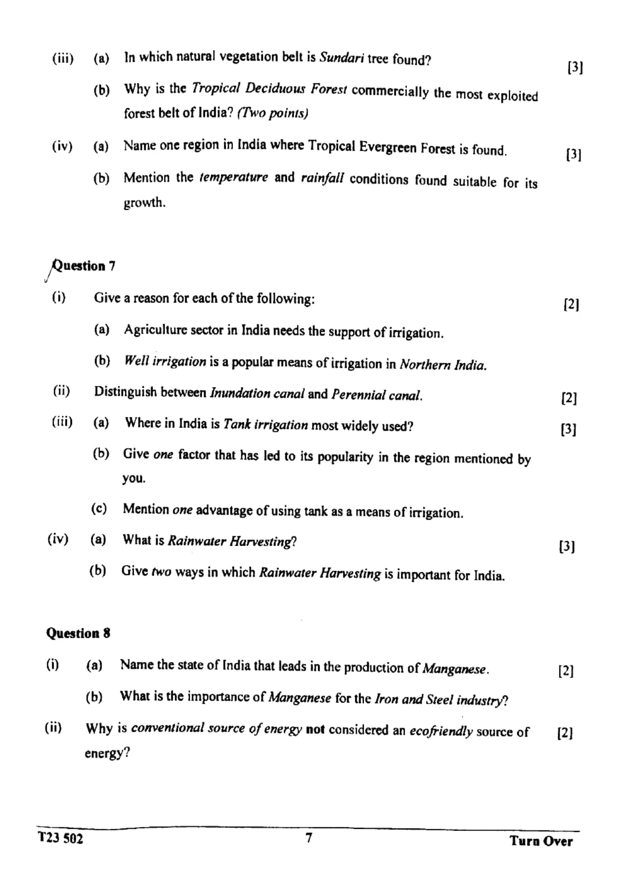 ICSE Class 10 Geography Question Paper 2023 Solved PDF Download — page 7