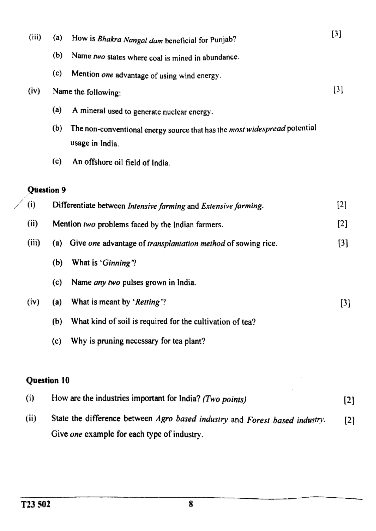 ICSE Class 10 Geography Question Paper 2023 Solved PDF Download — page 8