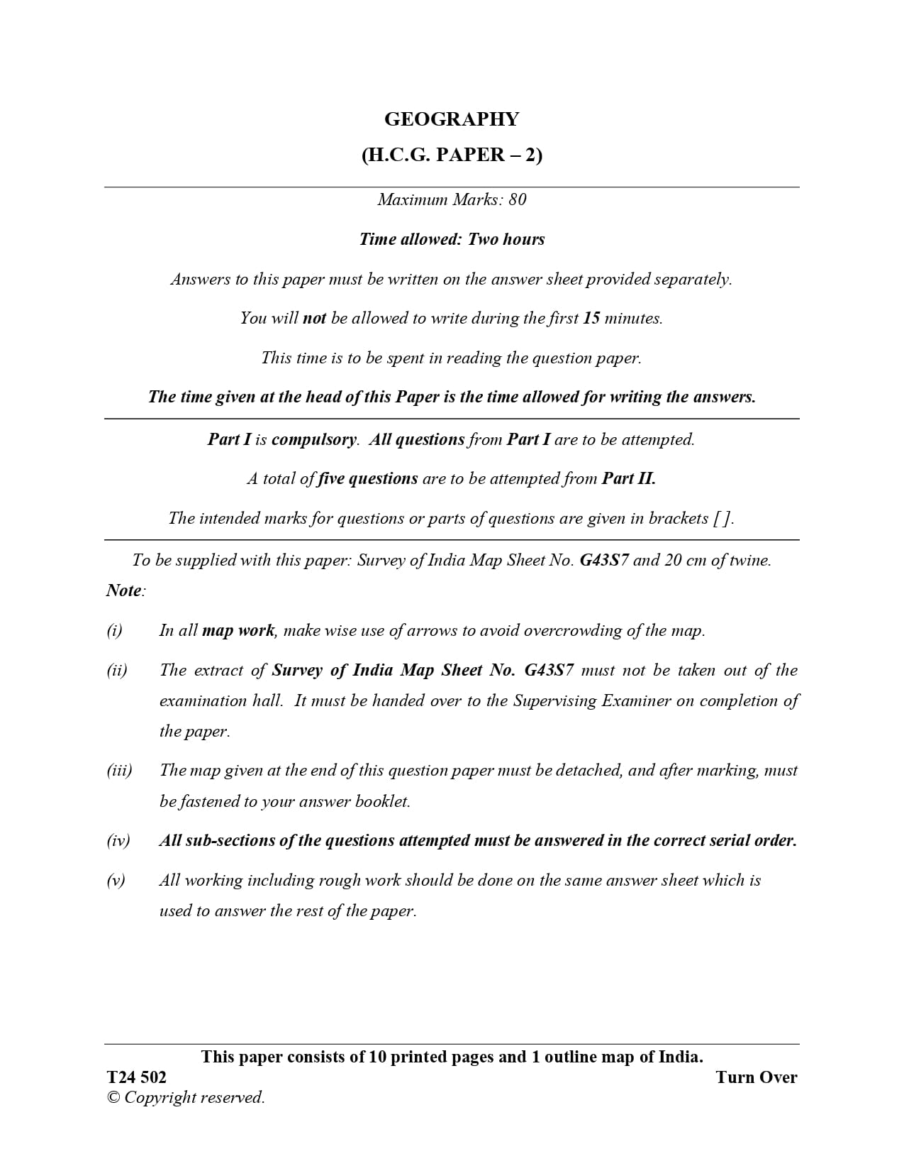 ICSE Class 10 Geography Question Paper 2024 Solved PDF Download — page 1