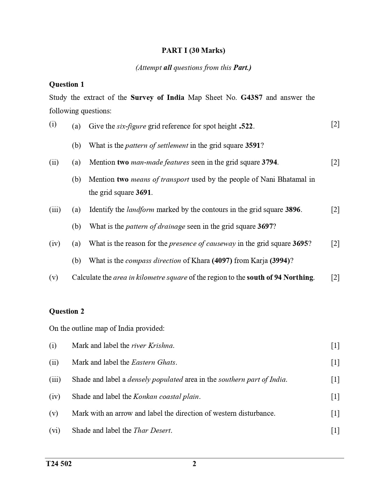 ICSE Class 10 Geography Question Paper 2024 Solved PDF Download — page 2