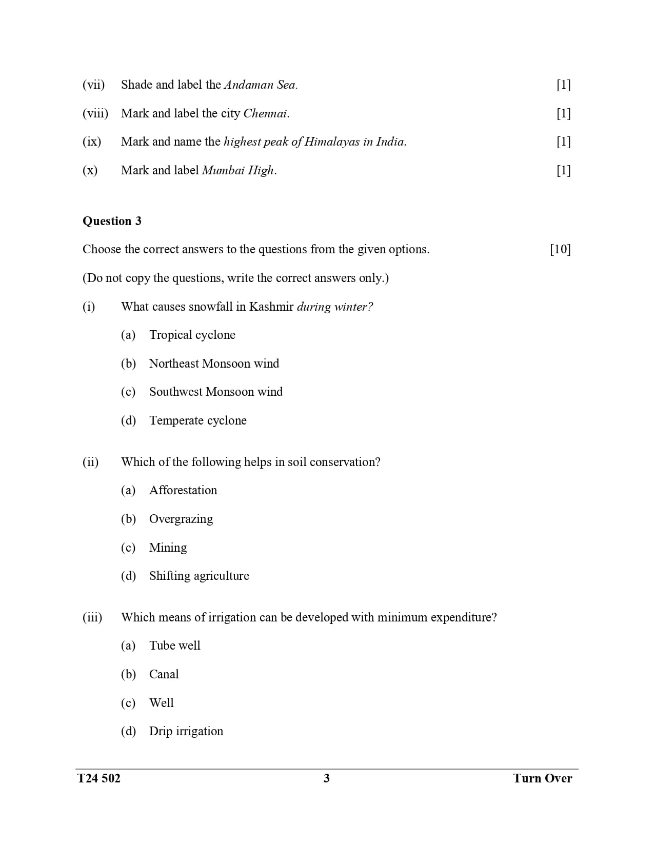 ICSE Class 10 Geography Question Paper 2024 Solved PDF Download — page 3