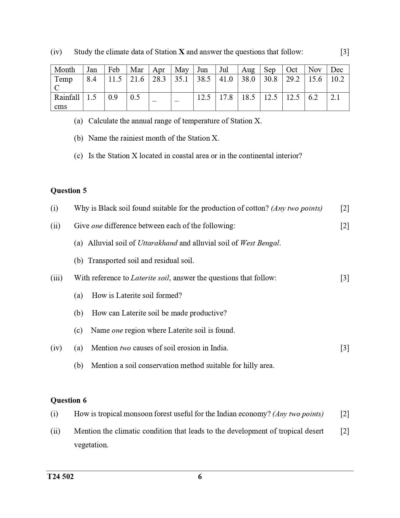 ICSE Class 10 Geography Question Paper 2024 Solved PDF Download — page 6