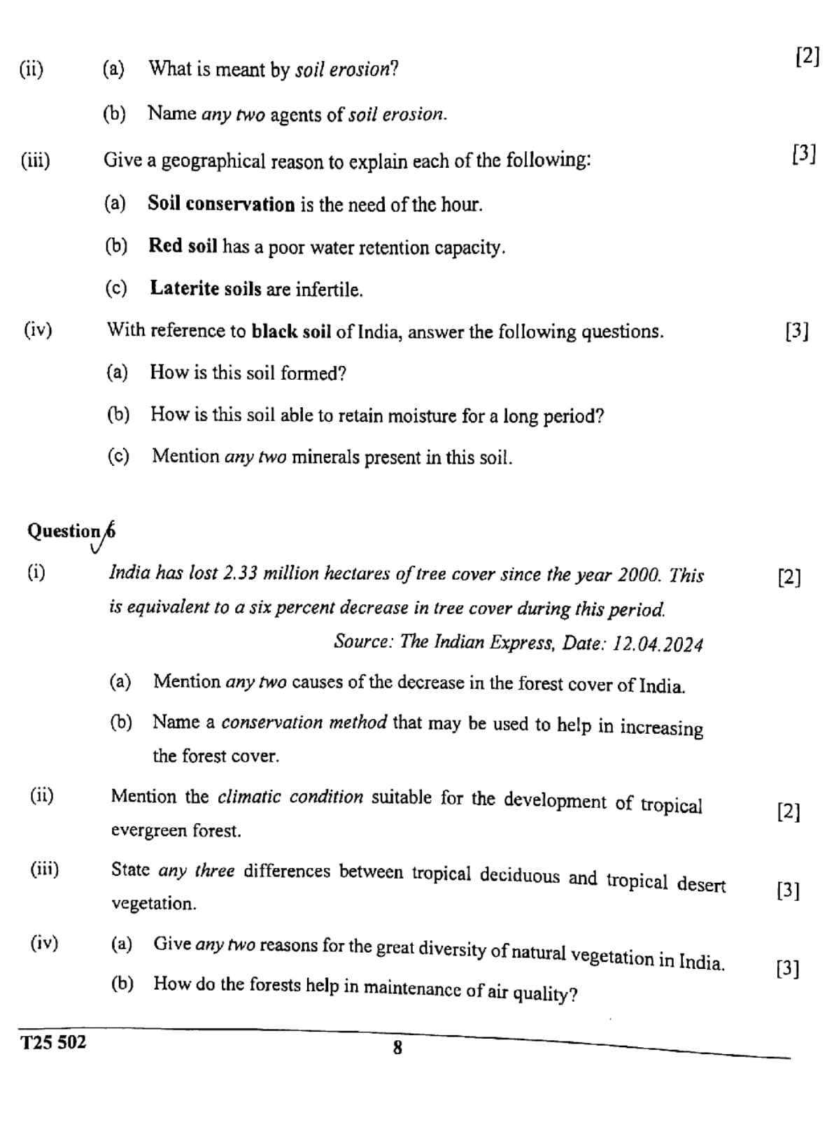 ICSE Class 10 Geography Question Paper 2025 Solved PDF Download — page 8