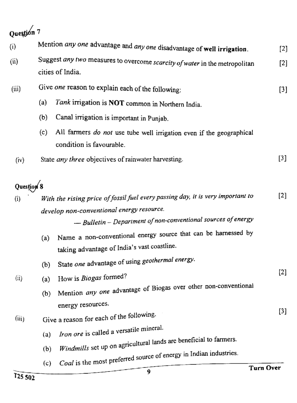 ICSE Class 10 Geography Question Paper 2025 Solved PDF Download — page 9