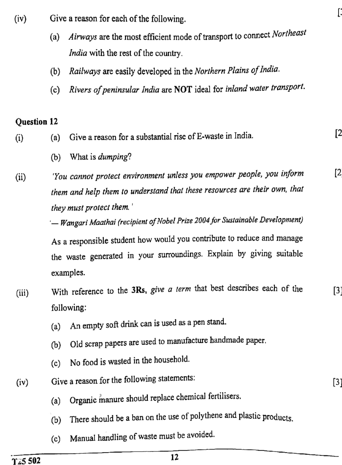ICSE Class 10 Geography Question Paper 2025 Solved PDF Download — page 12