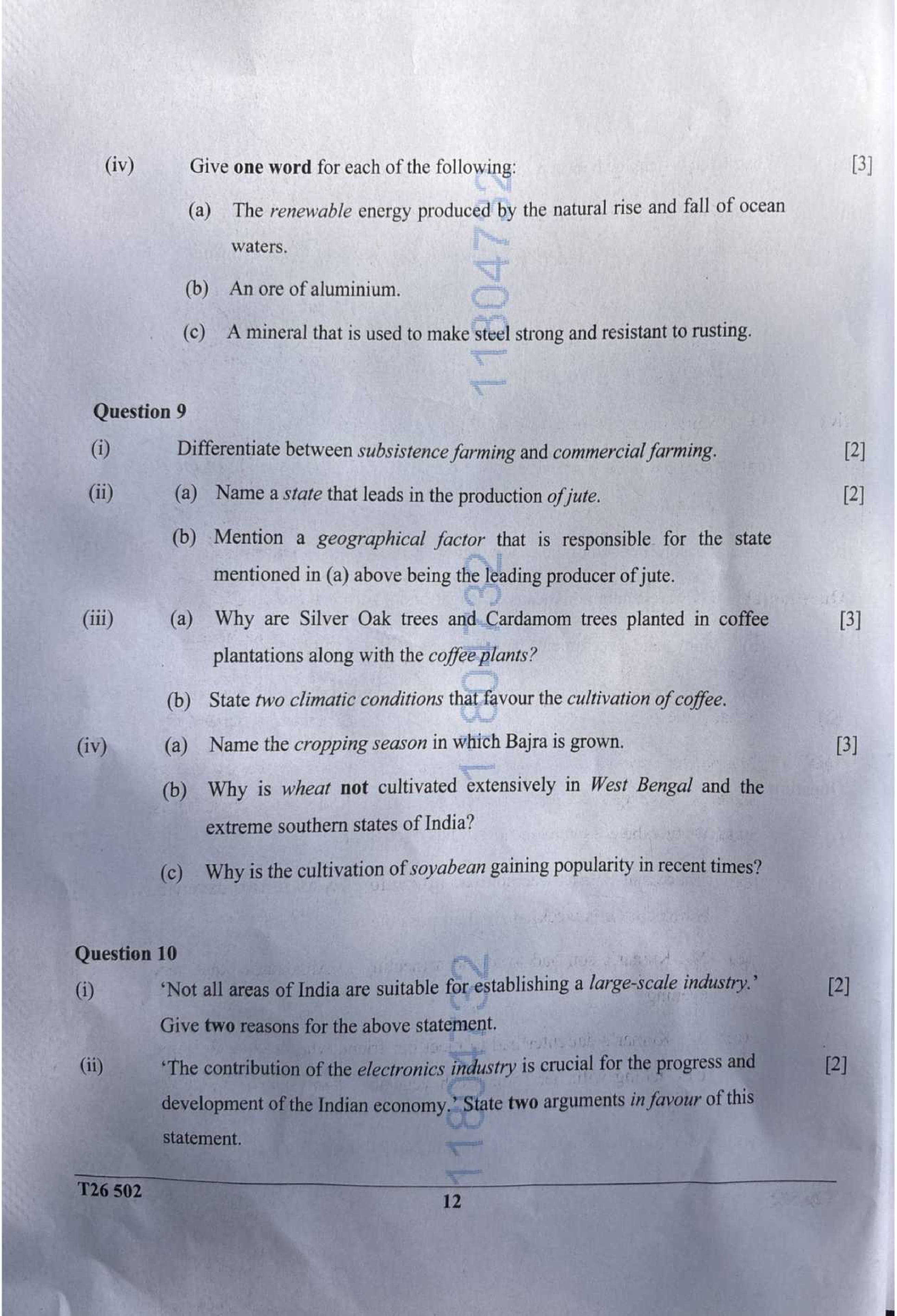ICSE Class 10 Geography Question Paper 2026 Solved PDF Download — page 11