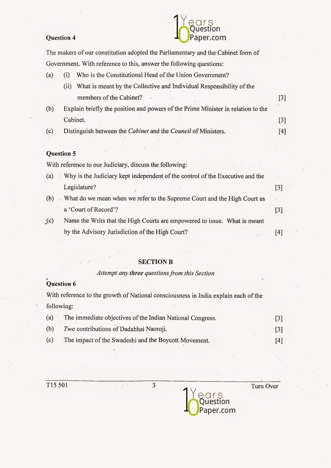 ICSE Class X 2015 History & Civics Question Paper ICSE Class 10 History & Civics 2015 Question Paper