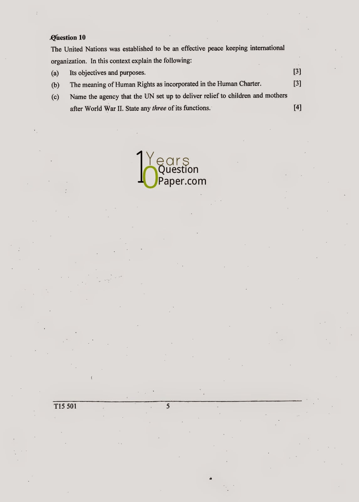 ICSE Class 10 History & Civics 2015 Question Paper