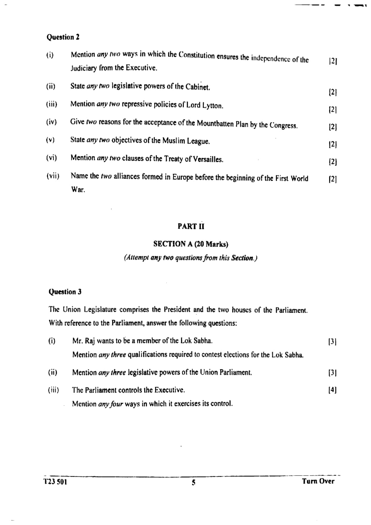 ICSE Class 10 History & Civics Question Paper 2023 Solved PDF Download — page 5
