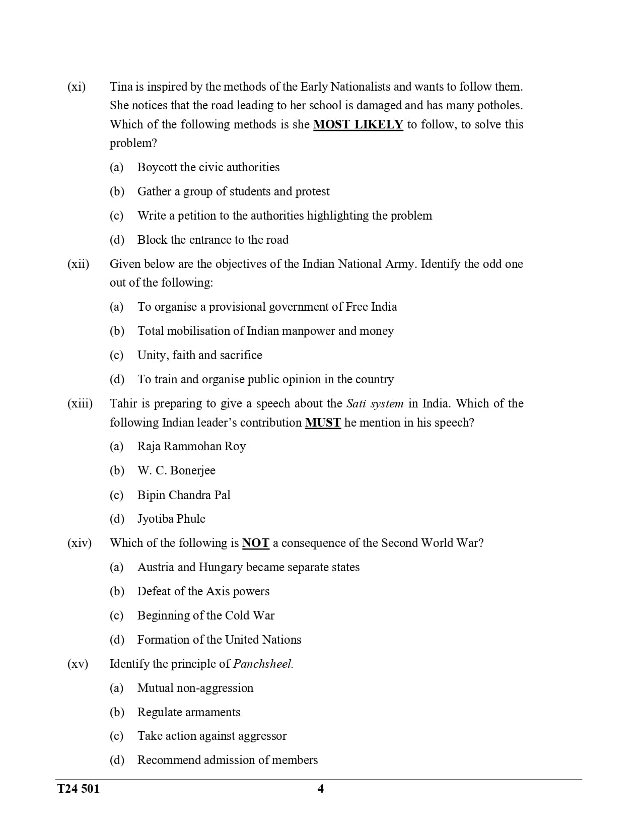 ICSE Class 10 History & Civics Question Paper 2024 Solved PDF Download — page 4