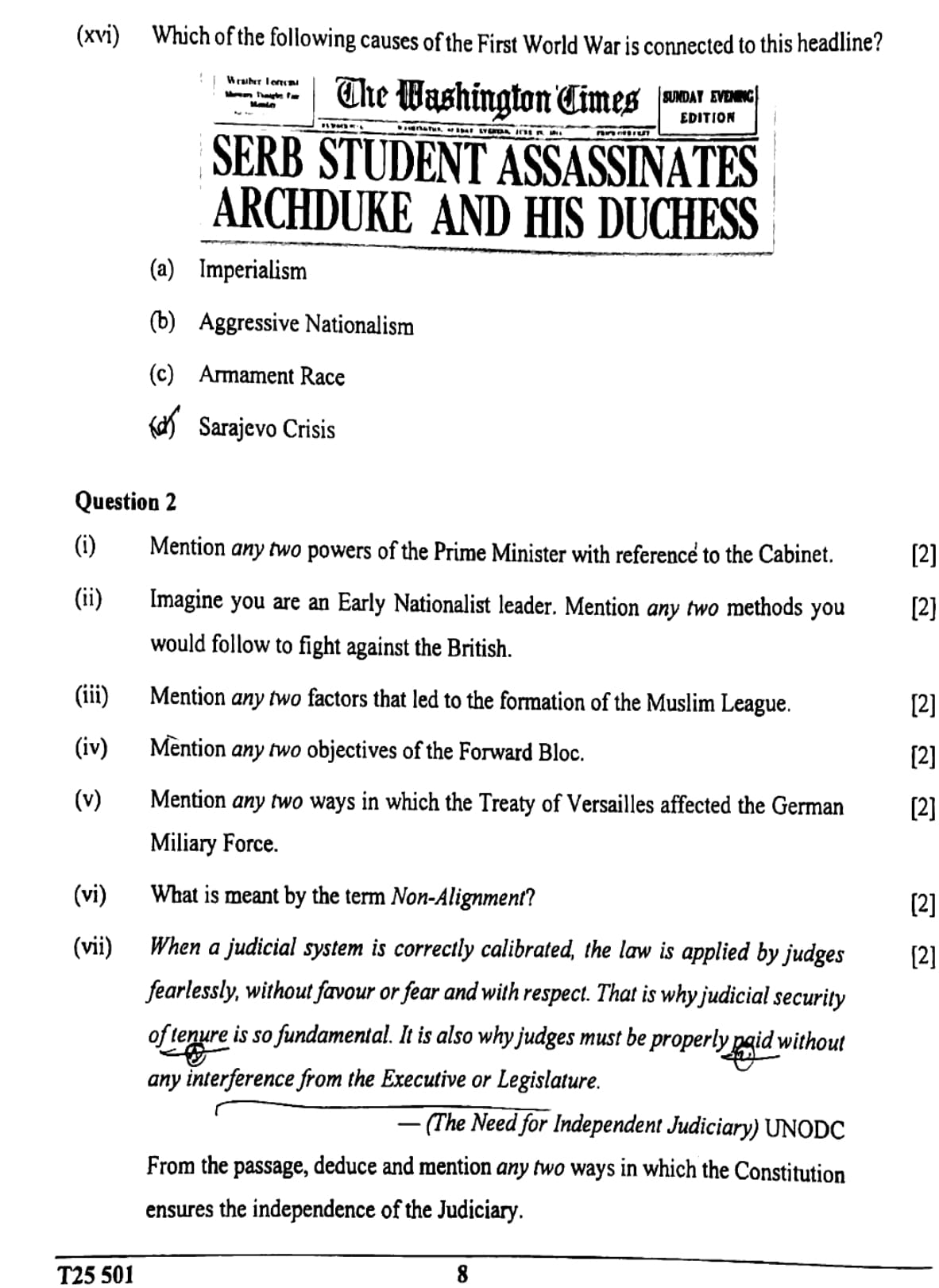 ICSE Class 10 History & Civics Question Paper 2025 Solved PDF Download — page 8