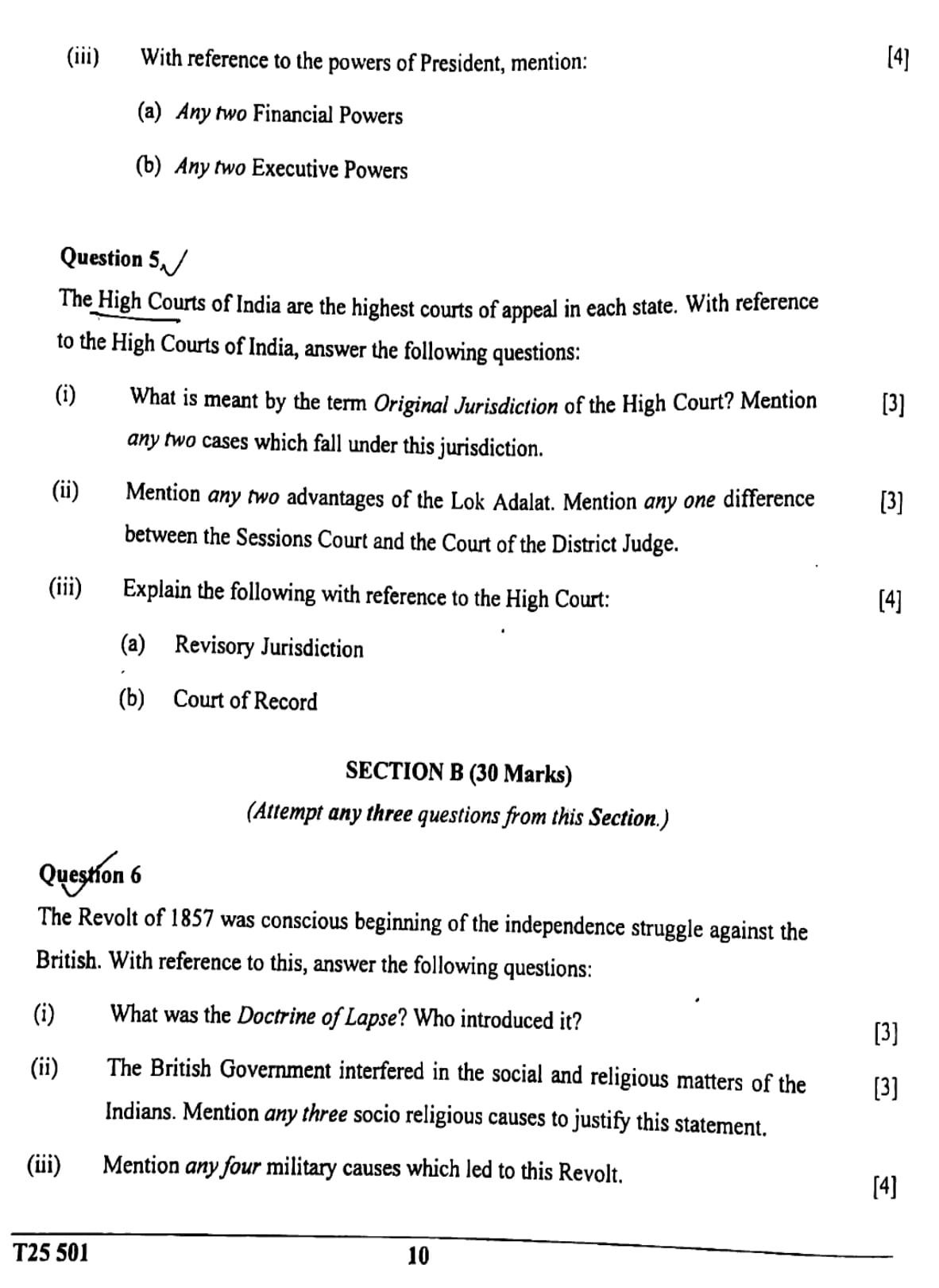 ICSE Class 10 History & Civics Question Paper 2025 Solved PDF Download — page 10