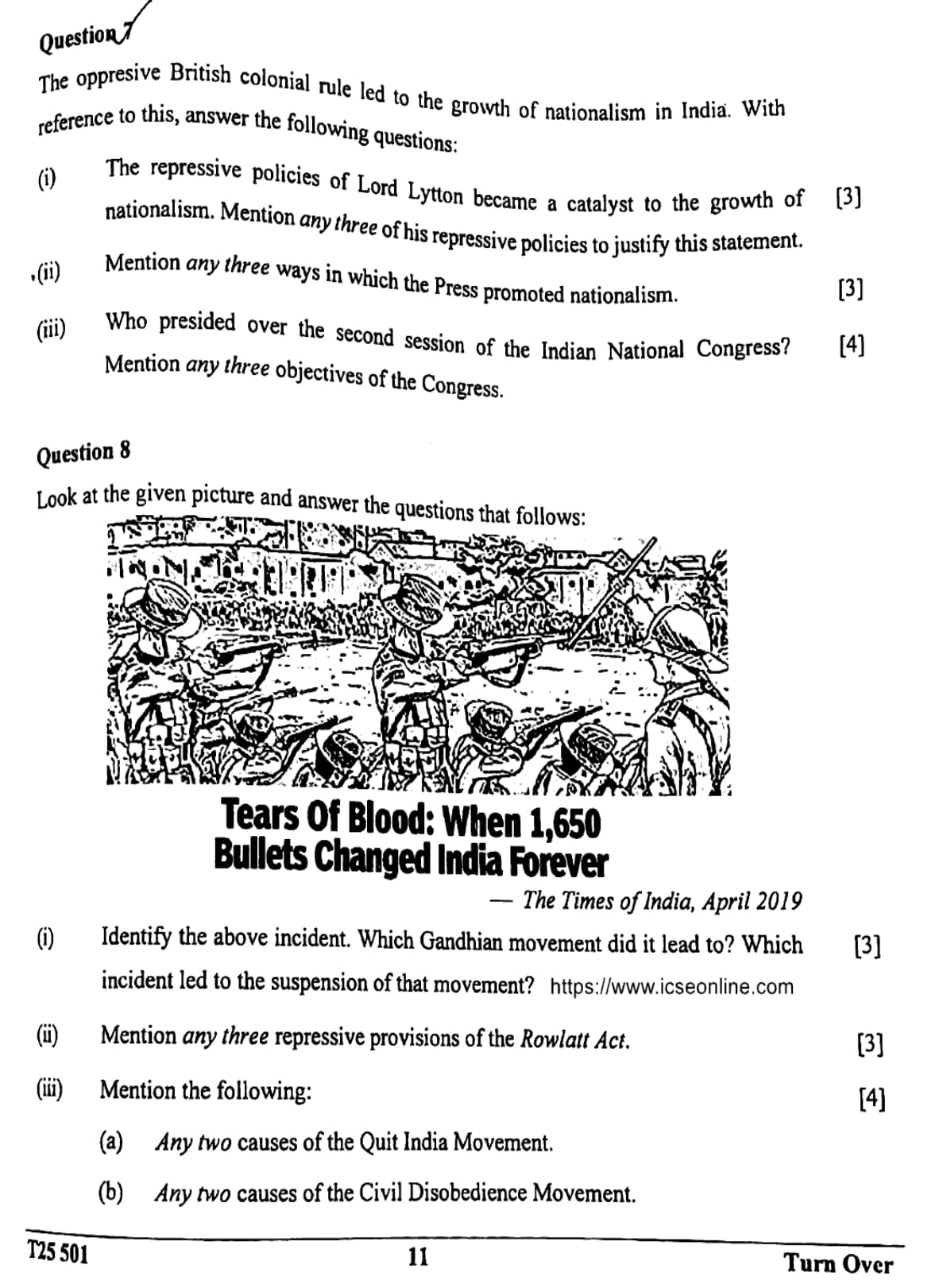 ICSE Class 10 History & Civics Question Paper 2025 Solved PDF Download — page 11