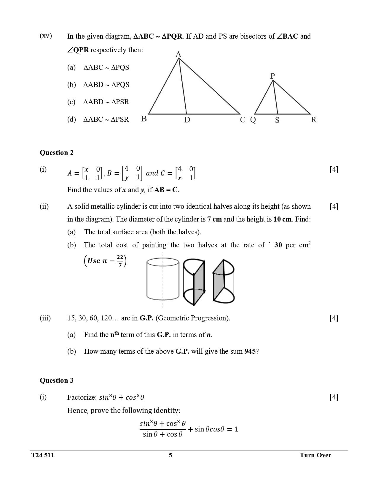 ICSE Class 10 Maths Question Paper 2024 Solved PDF Download — page 5