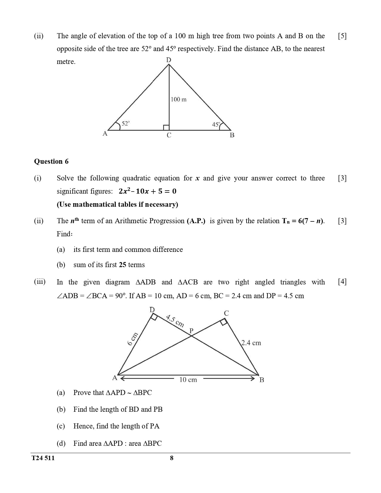 ICSE Class 10 Maths Question Paper 2024 Solved PDF Download — page 8