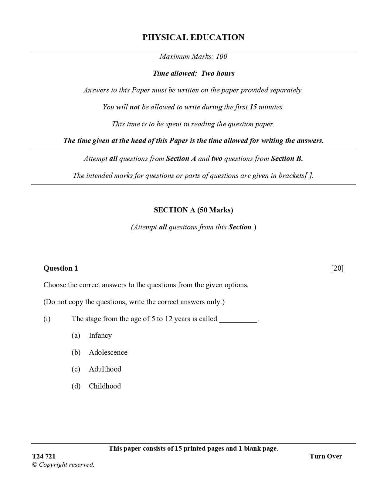 ICSE Class 10 Physical Education Question Paper 2024 Solved PDF — page 1